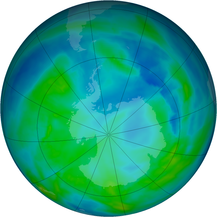 Antarctic ozone map for 28 April 2014